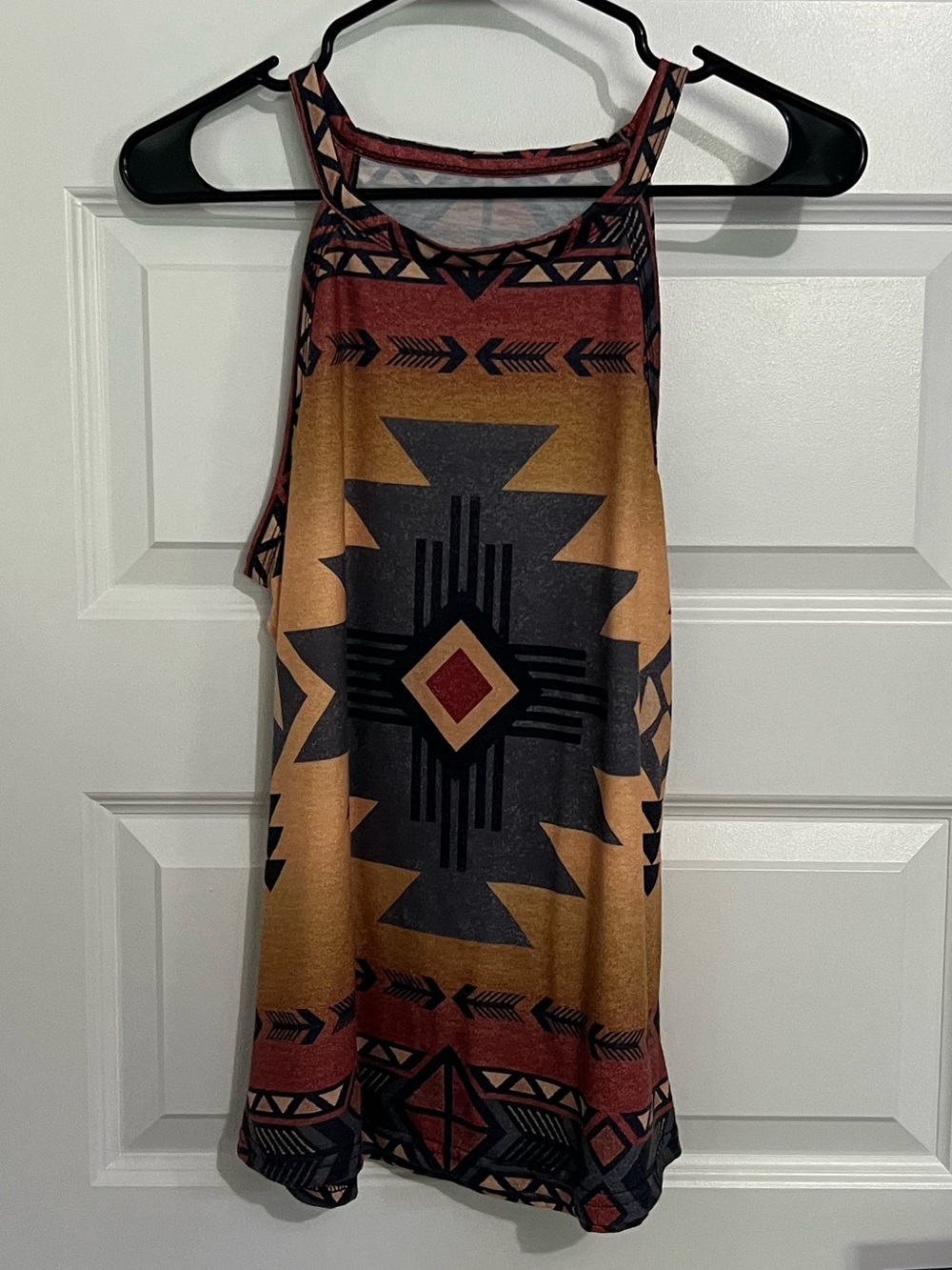 177 - SHEIN Aztec Print High Neck Cami in Rust and Black